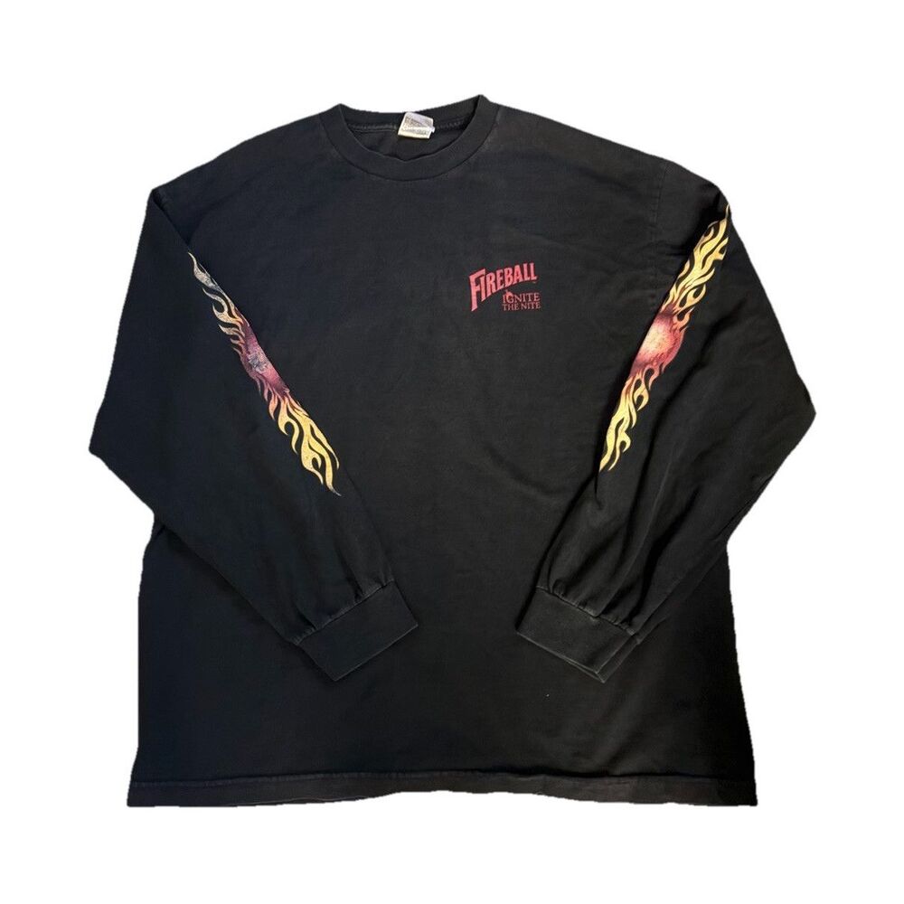 Fireball "Ignite The Nite" Black Long Sleeve Crewneck Advertising Shirt XL
